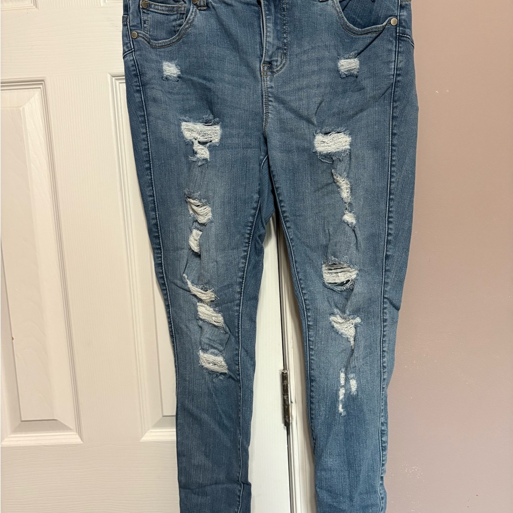 Torrid Light Blue Distressed Skinny Jeans